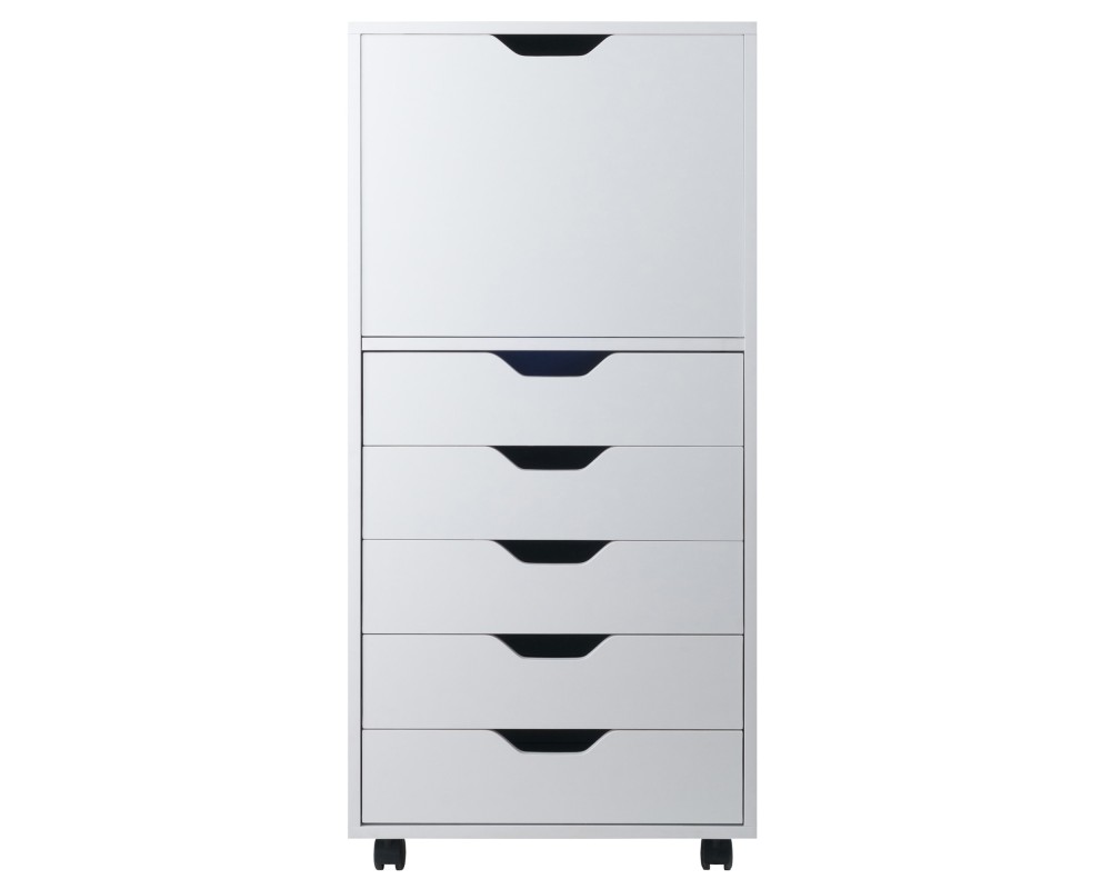 Halifax 5 Drawer High Mobile Storage Cabinet, for Living Room, Home Office, White
