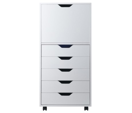 Halifax 5 Drawer High Mobile Storage Cabinet, for Living Room, Home Office, White