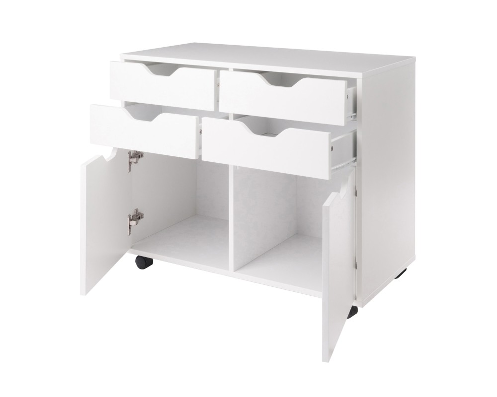 Halifax 2-Door, 4-Drawer Mobile Cabinet, White
