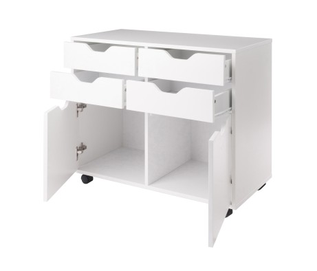 Halifax 2-Door, 4-Drawer Mobile Cabinet, White