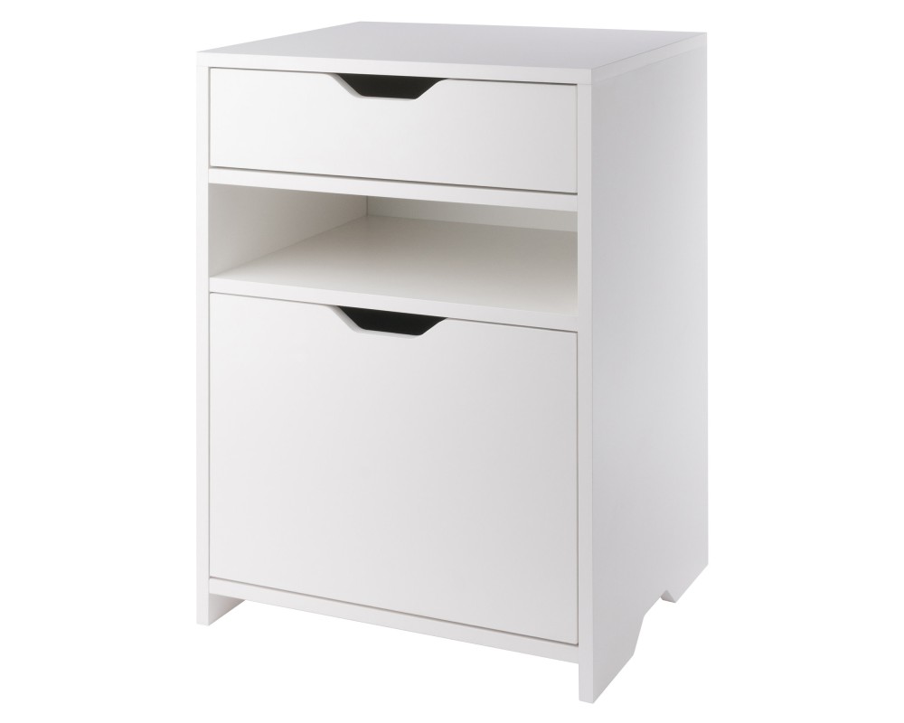 Nova File Cabinet with Open Shelf and Drawer, 19' Wide, White