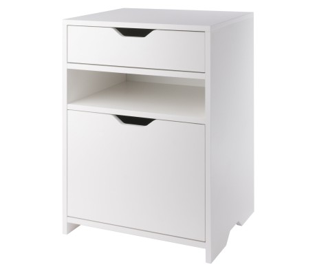 Nova File Cabinet with Open Shelf and Drawer, 19' Wide, White