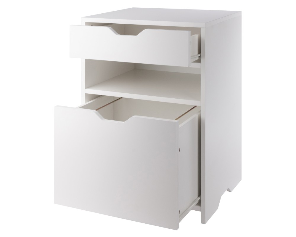 Nova File Cabinet with Open Shelf and Drawer, 19' Wide, White