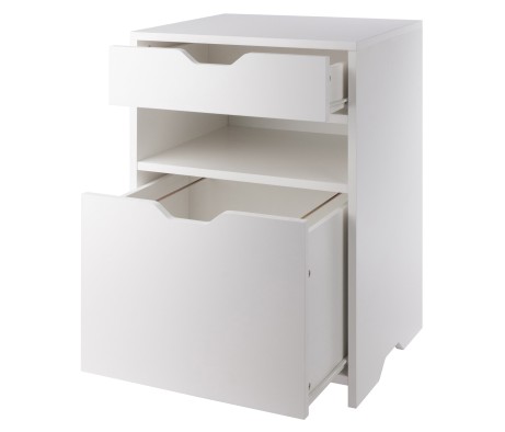 Nova File Cabinet with Open Shelf and Drawer, 19' Wide, White