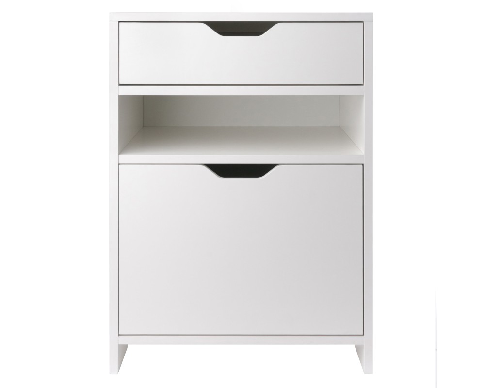 Nova File Cabinet with Open Shelf and Drawer, 19' Wide, White