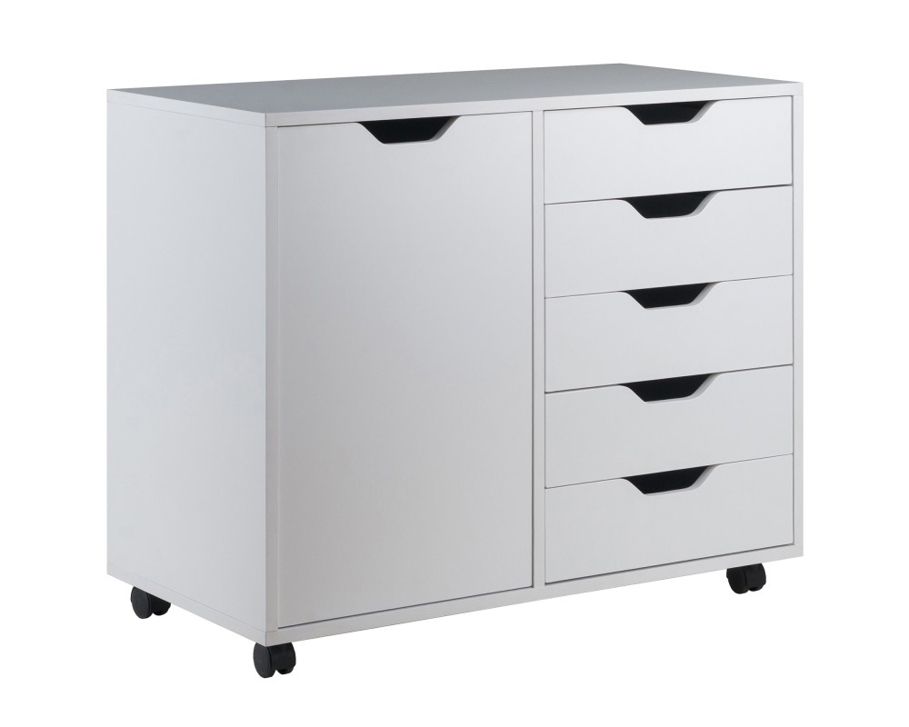 Halifax 5-Drawer, Side Storage Mobile Cabinet, White