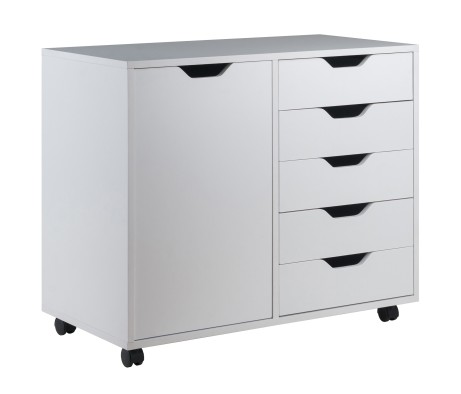 Halifax 5-Drawer, Side Storage Mobile Cabinet, White