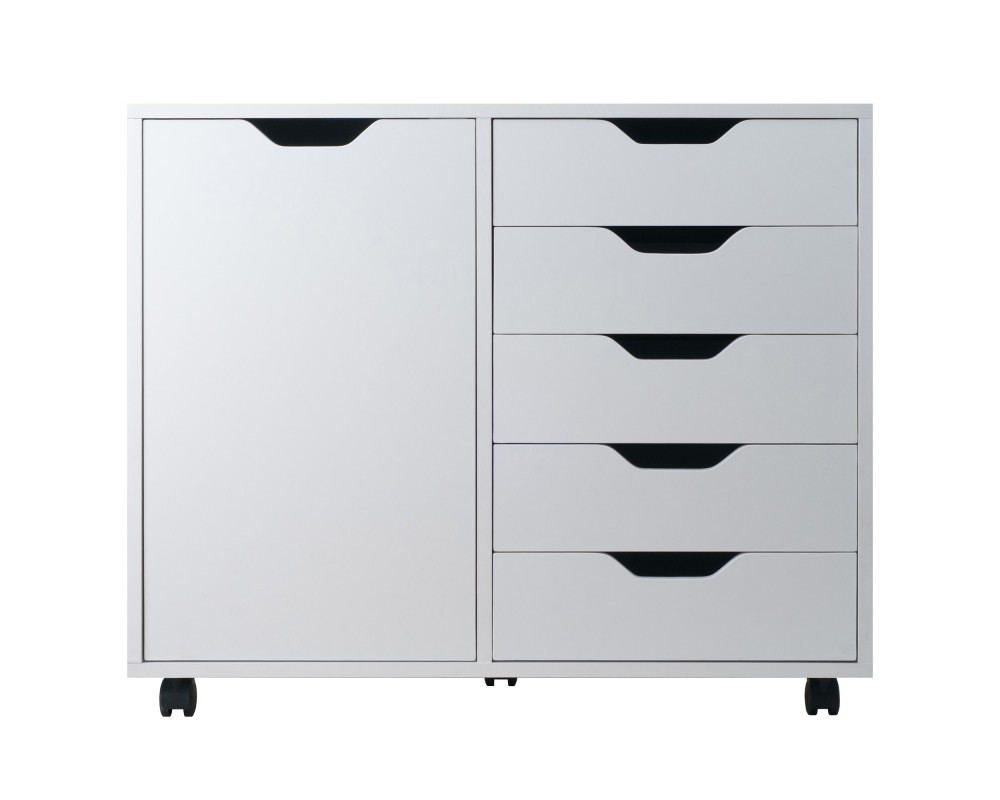 Halifax 5-Drawer, Side Storage Mobile Cabinet, White