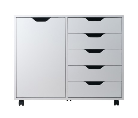 Halifax 5-Drawer, Side Storage Mobile Cabinet, White