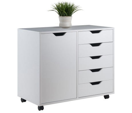 Halifax 5-Drawer, Side Storage Mobile Cabinet, White