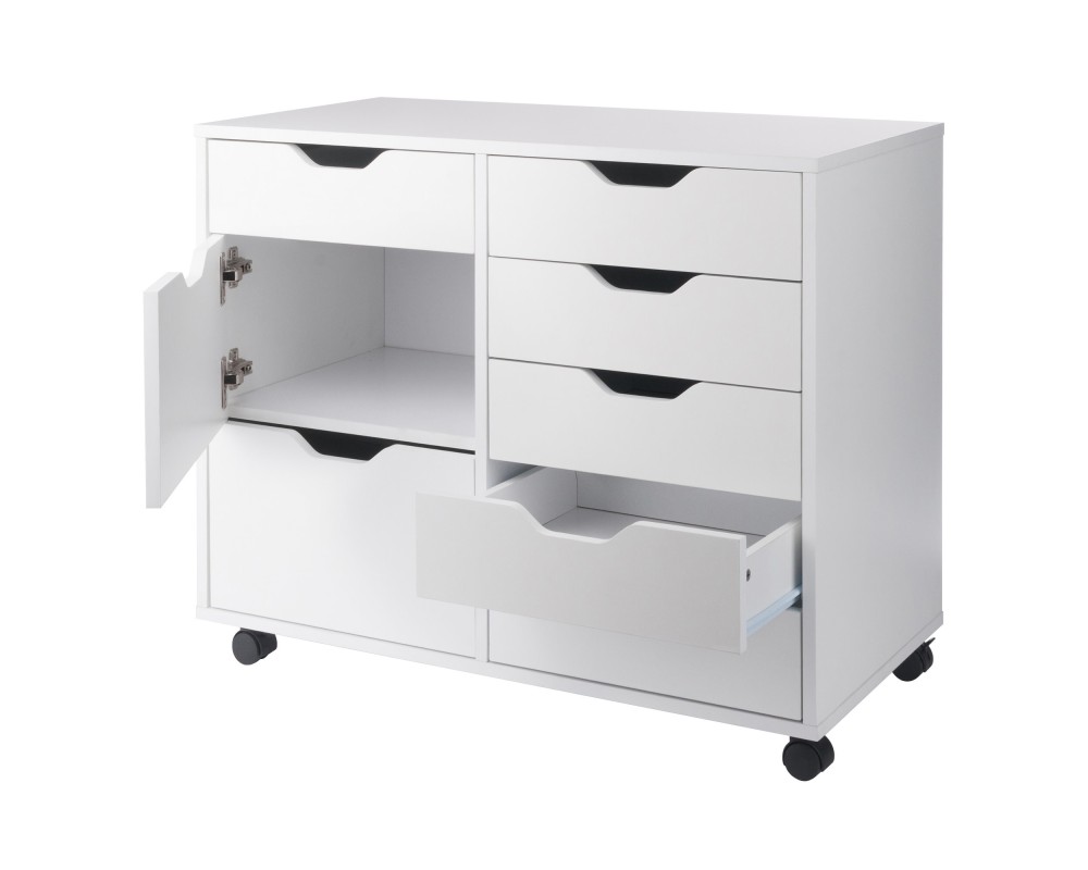 Halifax 6-Drawer Multi-Storage Mobile Cabinet, White