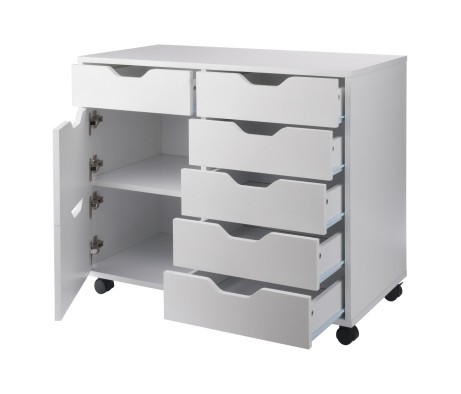Halifax 6-Drawer Multi-Storage Mobile Cabinet, White