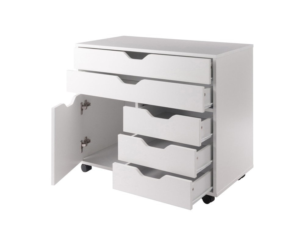 Halifax 3-Section Multi-Storage Mobile Cabinet, White