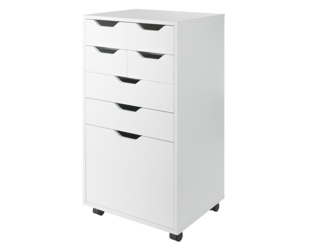 Halifax Bins & Drawers High Mobile Storage Cabinet, for Living Room, Home Office, White