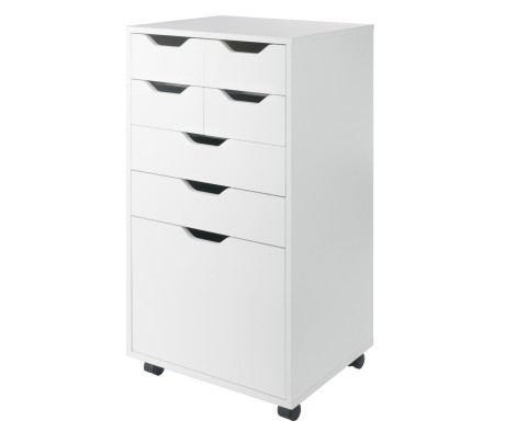 Halifax Bins & Drawers High Mobile Storage Cabinet, for Living Room, Home Office, White