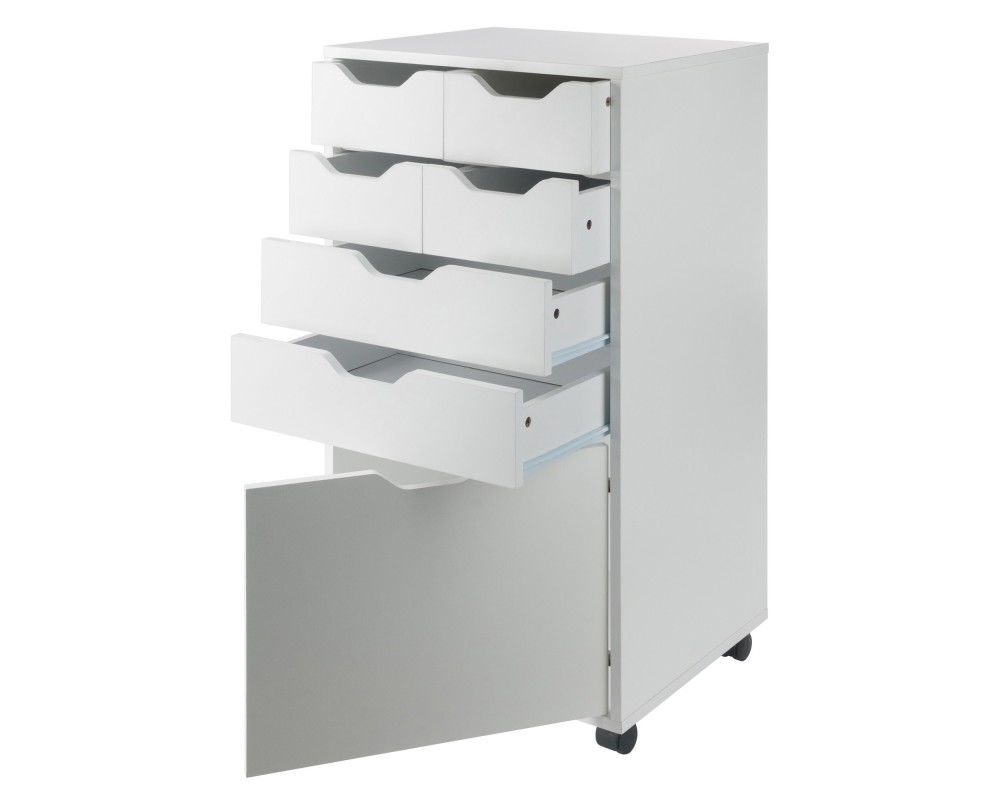 Halifax Bins & Drawers High Mobile Storage Cabinet, for Living Room, Home Office, White