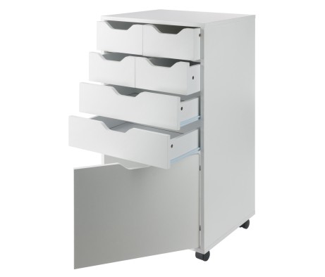 Halifax Bins & Drawers High Mobile Storage Cabinet, for Living Room, Home Office, White