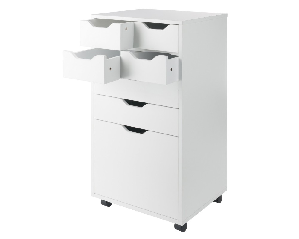 Halifax Bins & Drawers High Mobile Storage Cabinet, for Living Room, Home Office, White