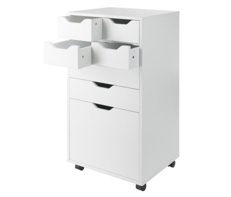 Halifax Bins & Drawers High Mobile Storage Cabinet, for Living Room, Home Office, White