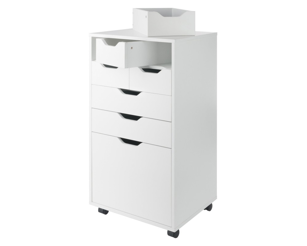 Halifax Bins & Drawers High Mobile Storage Cabinet, for Living Room, Home Office, White
