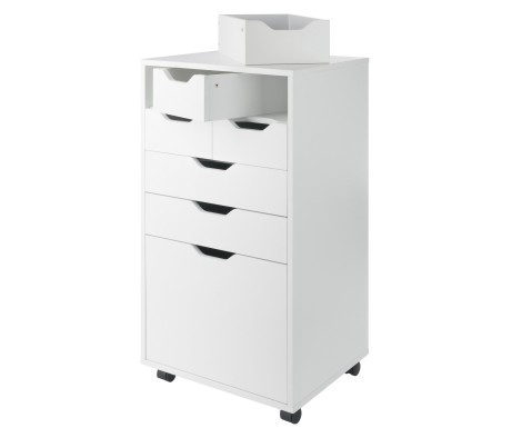 Halifax Bins & Drawers High Mobile Storage Cabinet, for Living Room, Home Office, White
