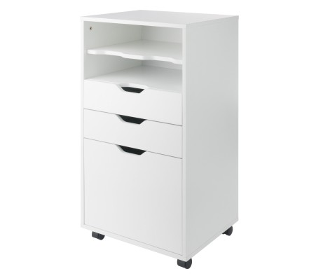 Halifax Bins & Drawers High Mobile Storage Cabinet, for Living Room, Home Office, White