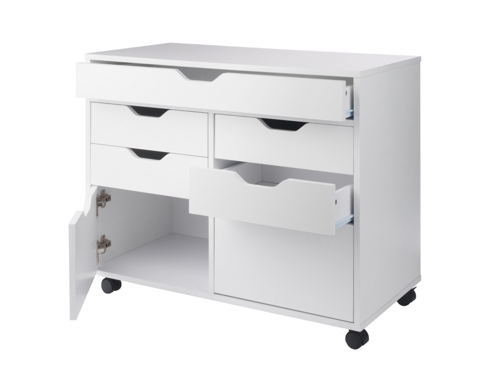 Halifax 5-Drawer Multi-Storage Mobile Cabinet, White