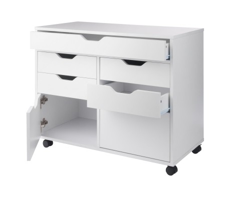 Halifax 5-Drawer Multi-Storage Mobile Cabinet, White