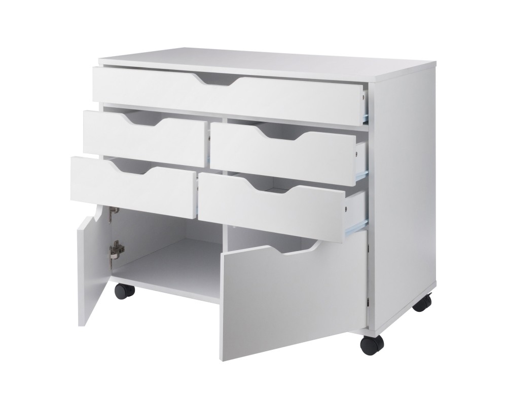 Halifax 5-Drawer Multi-Storage Mobile Cabinet, White