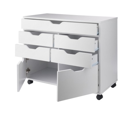 Halifax 5-Drawer Multi-Storage Mobile Cabinet, White