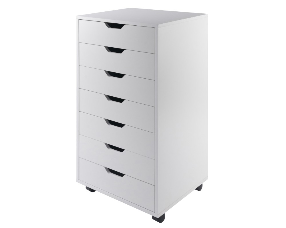Halifax 7 Drawer High Mobile Storage Cabinet, for Living Room, Home Office, White