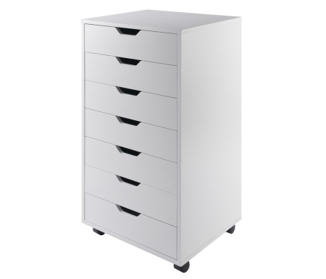 Halifax 7 Drawer High Mobile Storage Cabinet, for Living Room, Home Office, White