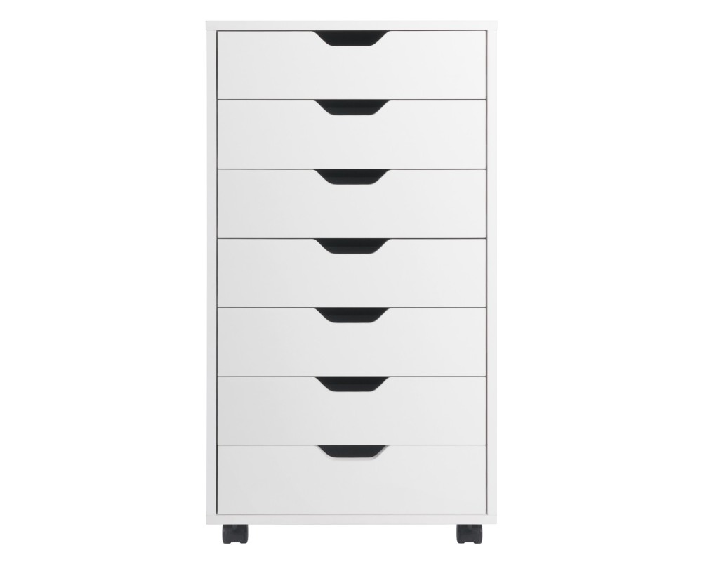Halifax 7 Drawer High Mobile Storage Cabinet, for Living Room, Home Office, White
