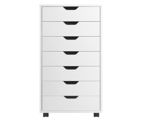 Halifax 7 Drawer High Mobile Storage Cabinet, for Living Room, Home Office, White