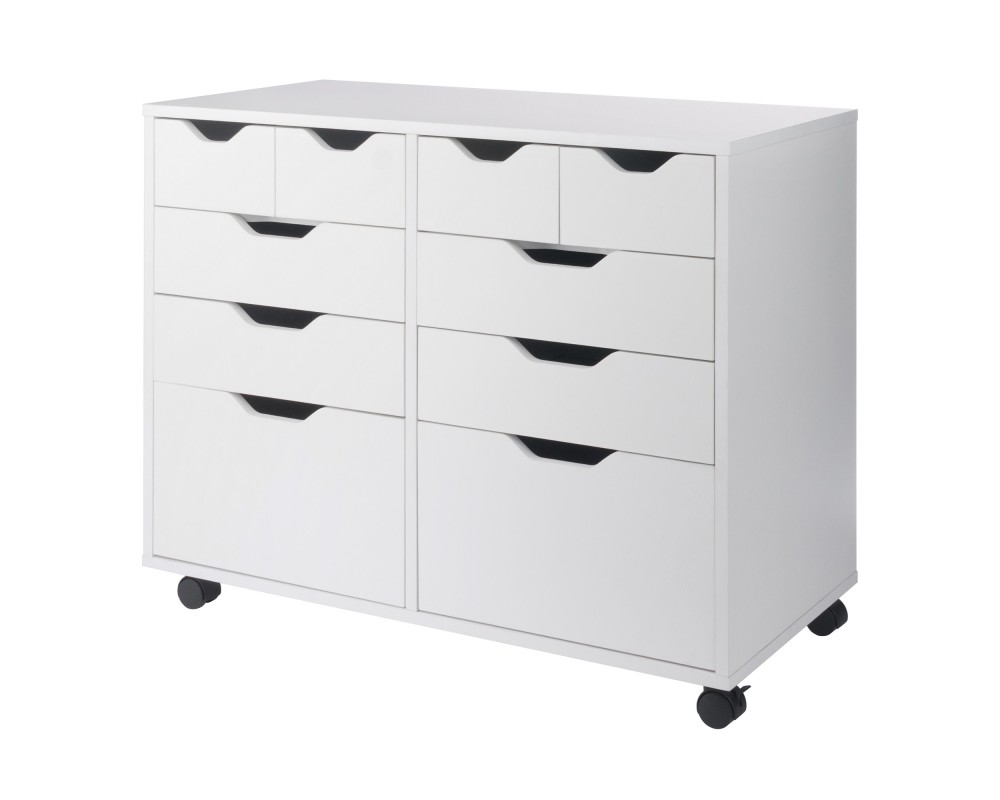Halifax Bins & Drawers Multi-Storage Wide Mobile Cabinet, White