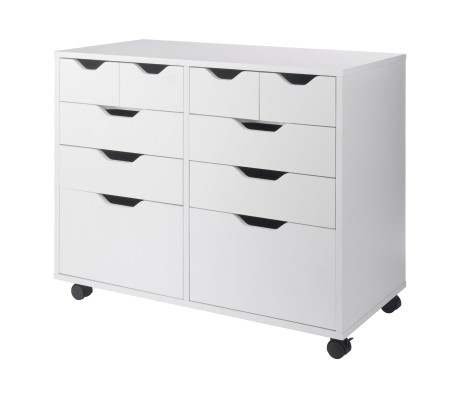Halifax Bins & Drawers Multi-Storage Wide Mobile Cabinet, White