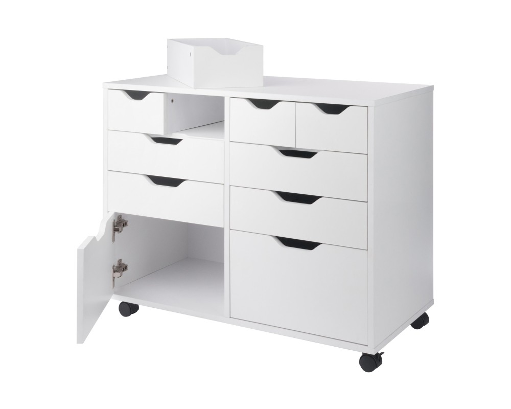 Halifax Bins & Drawers Multi-Storage Wide Mobile Cabinet, White
