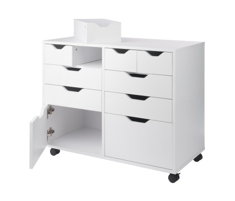 Halifax Bins & Drawers Multi-Storage Wide Mobile Cabinet, White