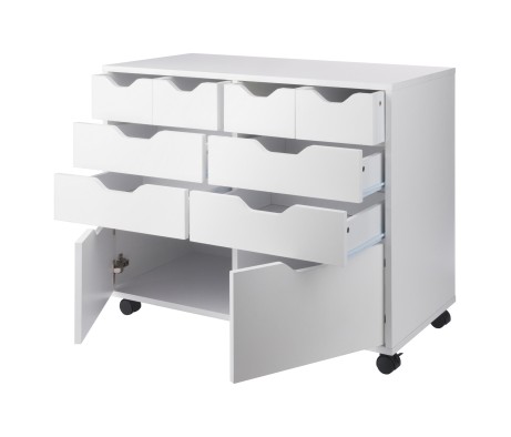 Halifax Bins & Drawers Multi-Storage Wide Mobile Cabinet, White