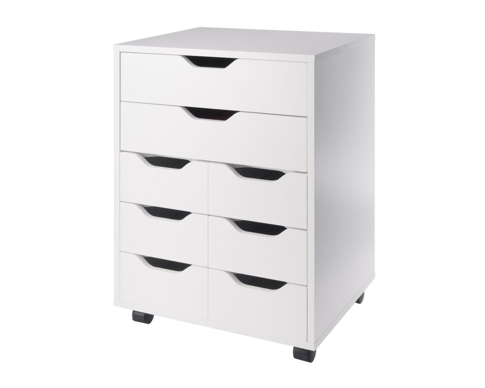 Norfolk Cabinet with 2 Drawers, 6 Bins, White Finish