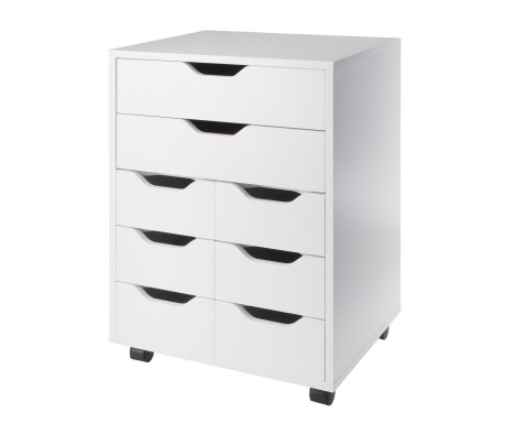 Norfolk Cabinet with 2 Drawers, 6 Bins, White Finish