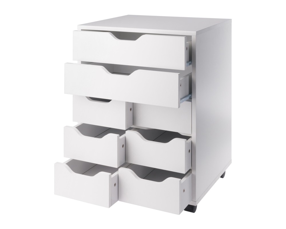 Norfolk Cabinet with 2 Drawers, 6 Bins, White Finish