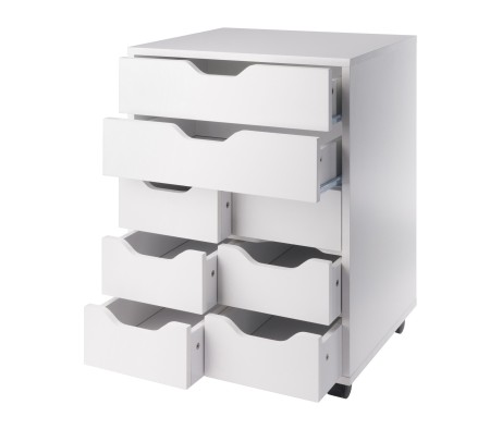 Norfolk Cabinet with 2 Drawers, 6 Bins, White Finish