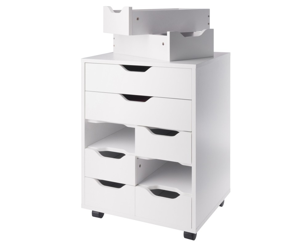 Norfolk Cabinet with 2 Drawers, 6 Bins, White Finish