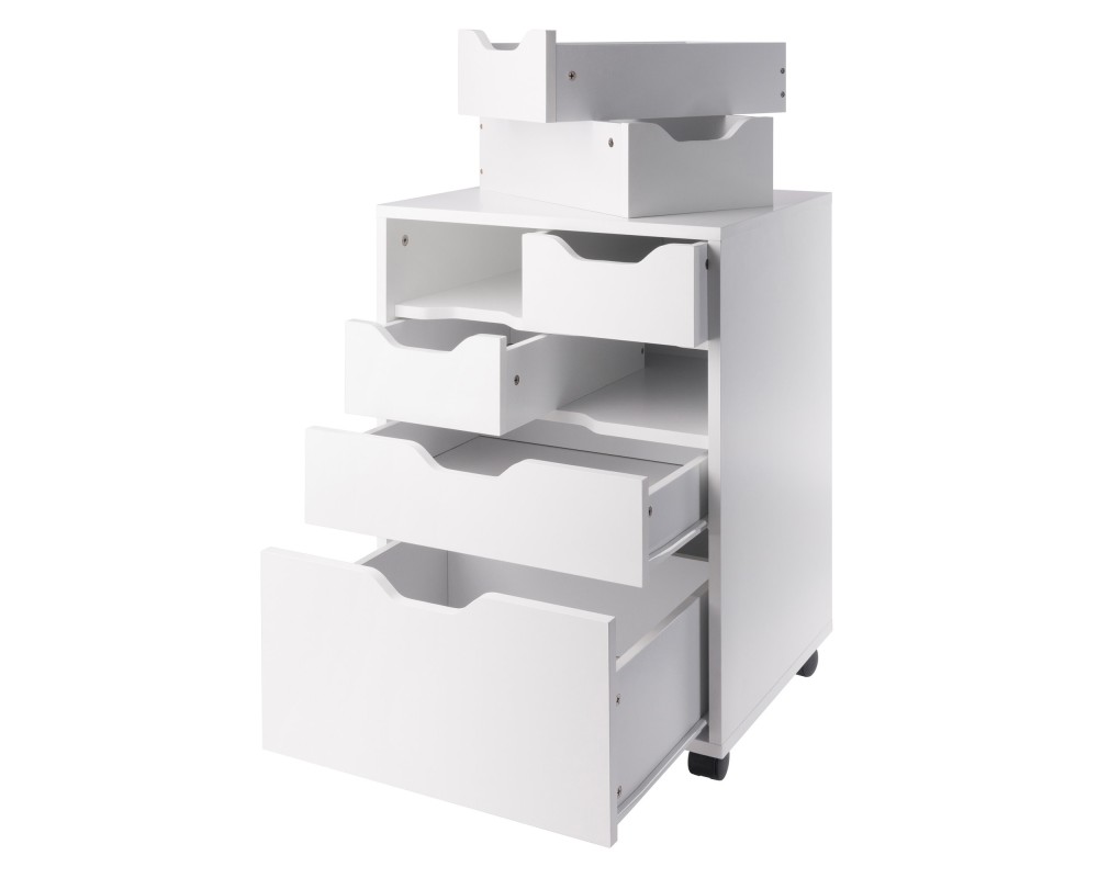 Norfolk Cabinet with 4 Bins,1 Drawer,1 Talldrawer, White