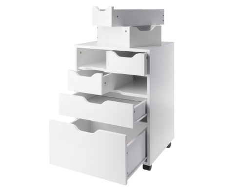 Norfolk Cabinet with 4 Bins,1 Drawer,1 Talldrawer, White