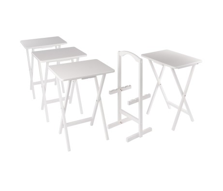 Alex 5-Pc Snack Table Set, White