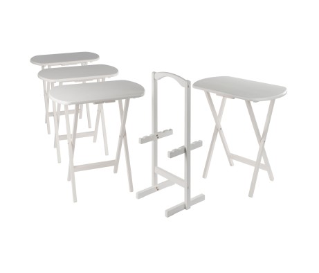Corbett 5-Pc Oversized Snack Table Set, White
