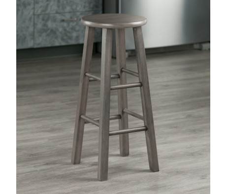 Ivy Round Bar Stool with Footrest, 29' High, Rustic Gray