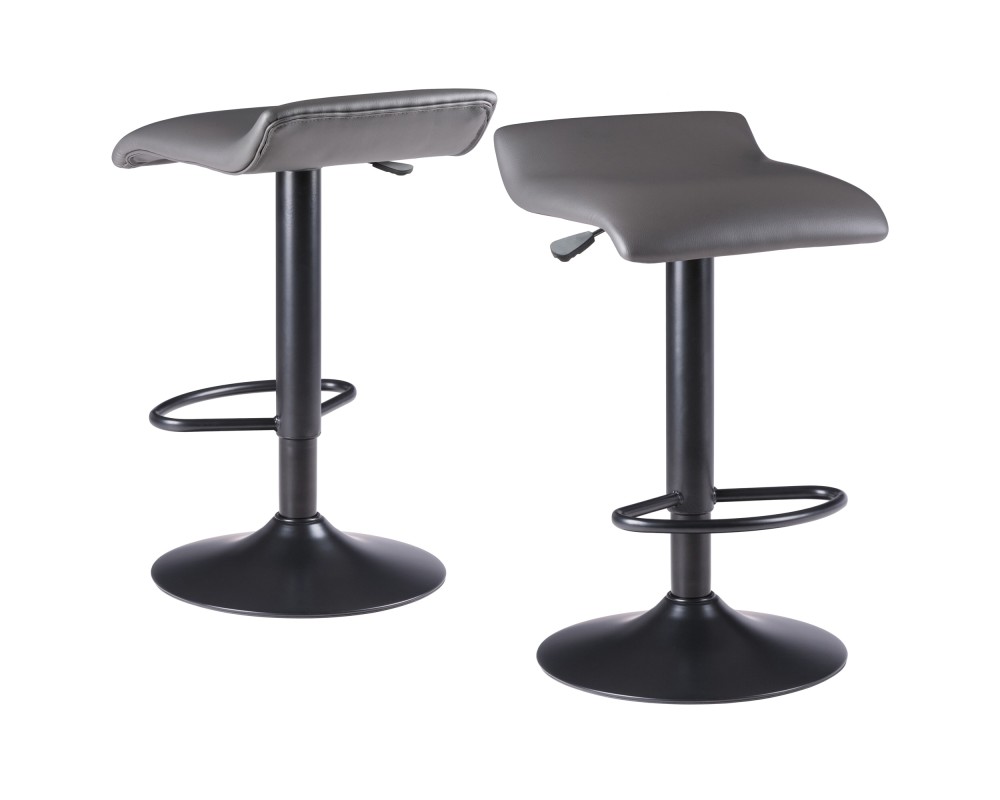 Tarah 2-Pc Adjustable Swivel Stool Set, Black and Slate Gray